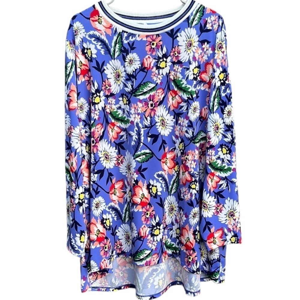 Like New Susan Graver Floral Liquid Knit Top Size 2X